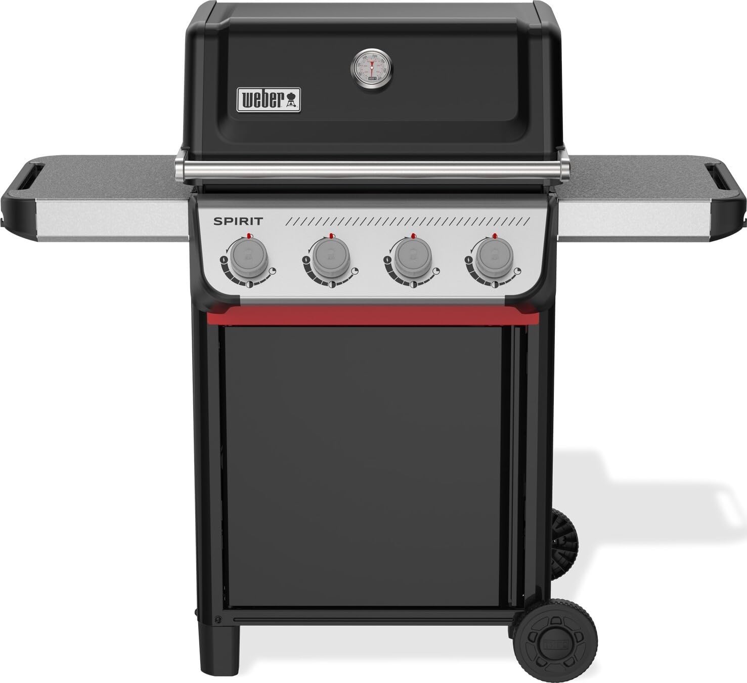 Weber Spirit E-410/4 Burner Gas Grill, Snap-Jet Ignition, Heavy Duty Wheels & Heating Grill, 51 x 46 cm Area Fits Weber Works Side Rails, Black/Silver