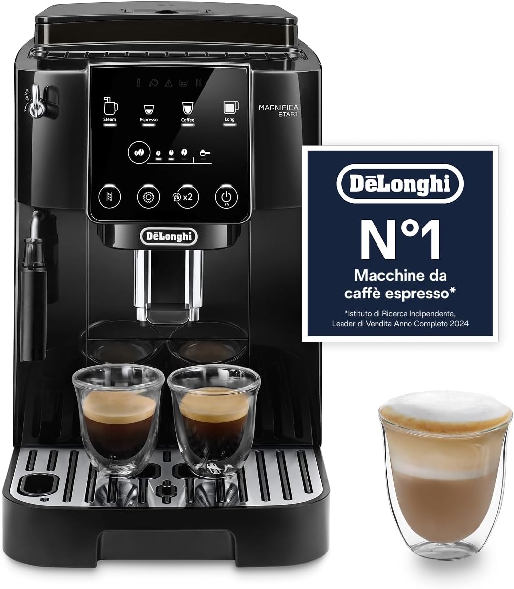 De'Longhi Perfetto Magnifica S ECAM11.112.B Macchina da caffè automatica per espresso e cappuccino, in chicchi o in polvere, con pulsanti di selezione diretta e spegnimento automatico, nera