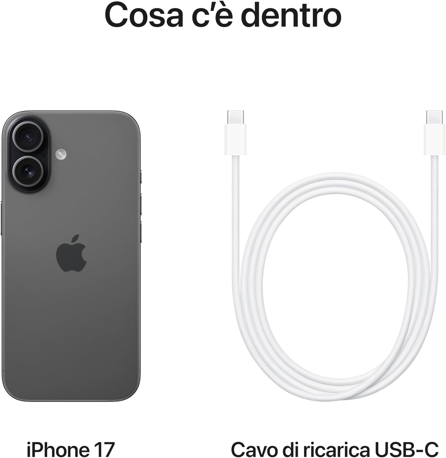 Apple iPhone 17 256 GB: display 6,3" con ProMotion, chip A19, fotocamera frontale Center Stage per selfie di gruppo più facili, più resistenza ai graffi, un giorno intero di batteria; Nero