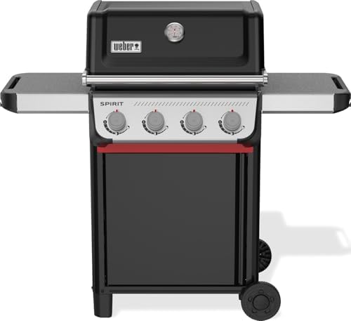 Weber Spirit E-410/4 Burner Gas Grill, Snap-Jet Ignition, Heavy Duty Wheels & Heating Grill, 51 x 46 cm Area Fits Weber Works Side Rails, Black/Silver