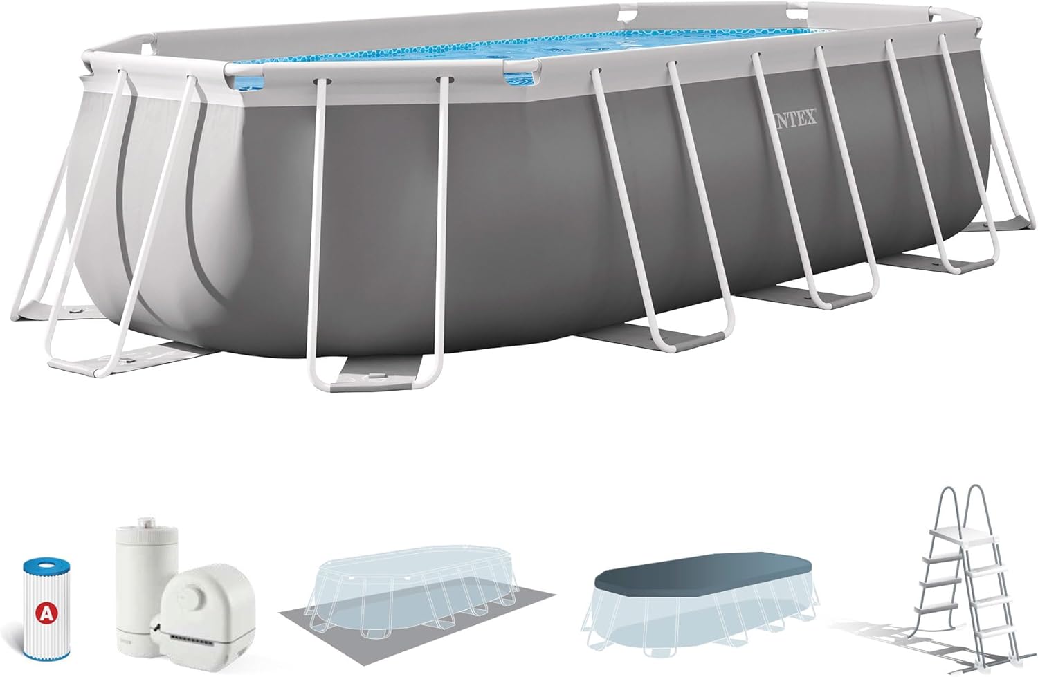 Intex 26796 Piscina Ovale, Grigio, 503 x 274 x 122 cm, 13365 L