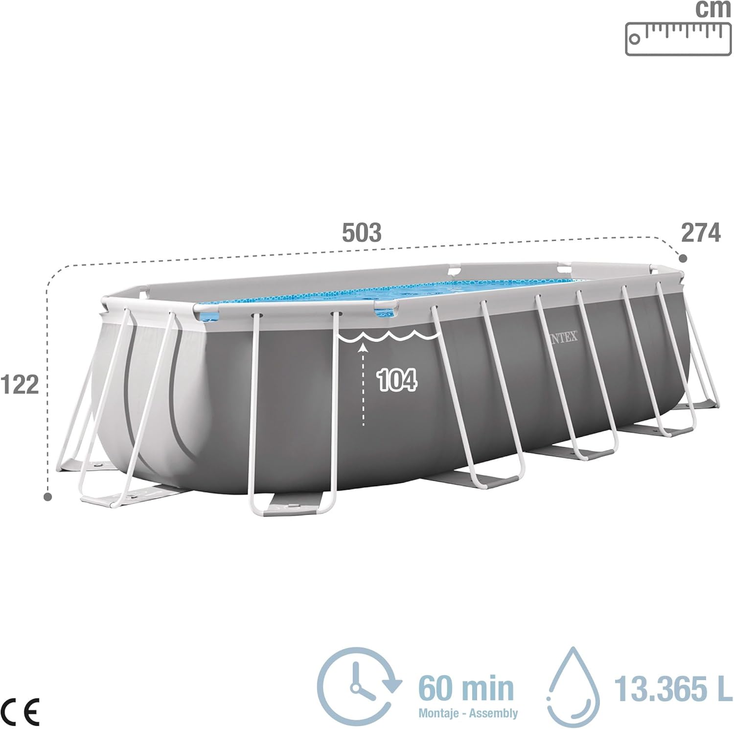Intex 26796 Piscina Ovale, Grigio, 503 x 274 x 122 cm, 13365 L
