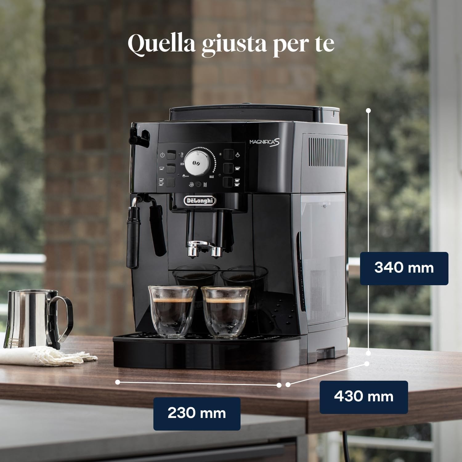 De'Longhi Perfetto Magnifica S ECAM11.112.B Macchina da caffè automatica per espresso e cappuccino, in chicchi o in polvere, con pulsanti di selezione diretta e spegnimento automatico, nera